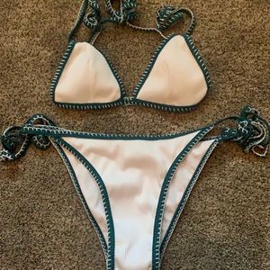 White and teal bikini, Shein size extra small.